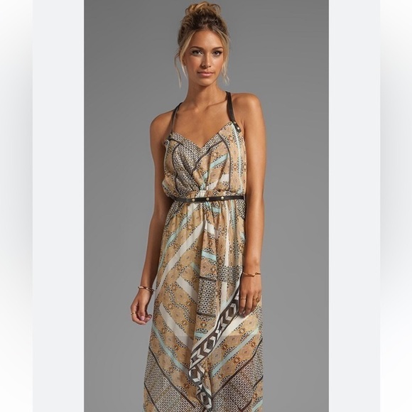 Twelfth street by Cynthia Vincent silk leather high low maxi dress size S - Picture 1 of 16